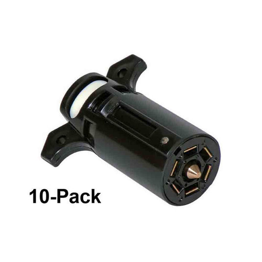 7-Way Flat Pin Plastic Trailer End Plugs 10-Pack