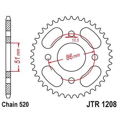 Load image into Gallery viewer, JT Sprockets Rear Steel Sprocket 44 Tooth 44T 520 Chain JTR1208.44