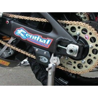 Load image into Gallery viewer, R&G Racing Black Toe Chain Guards - ABS Shark's Fin For 2004-2007 Aprilia Pegaso 650 Factory