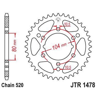 Load image into Gallery viewer, JT Sprockets Rear Steel Sprocket 38 Tooth 38T 520 Chain JTR1478.38