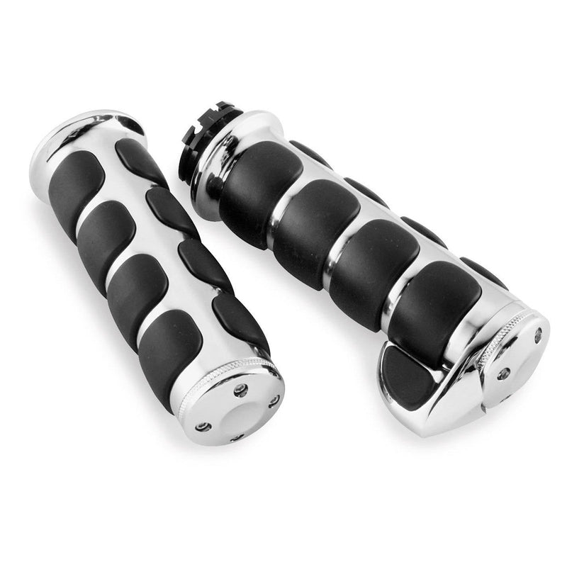 Load image into Gallery viewer, New Harley FXCWC 2008-2011Premium ISO Grips w/Throttle Boss Chrome by Kuryakyn