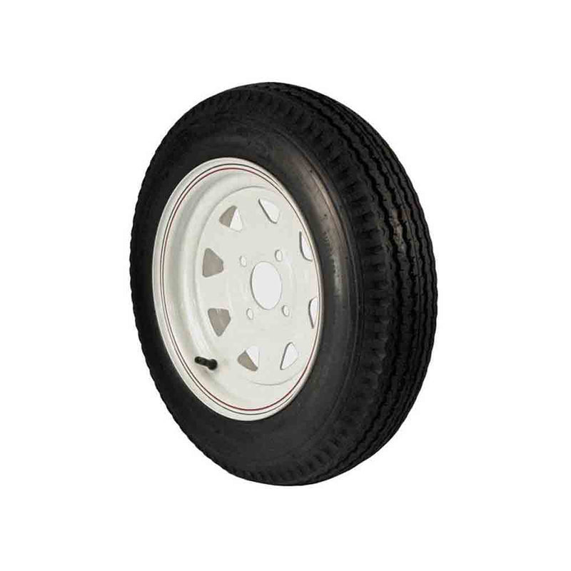 Load image into Gallery viewer, 12 inch Trailer Tire and White Spoke Wheel Assembly - 4 Bolt on 4 inch Lug Pattern