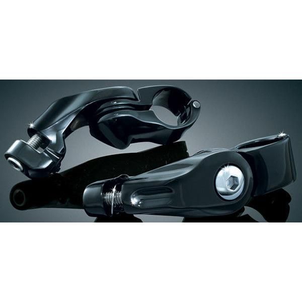 Load image into Gallery viewer, Kuryakyn Gloss Black 1.25 Engine Guard Short Arm Mount Highway Pegs Harley Honda