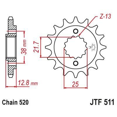 Load image into Gallery viewer, JT Sprockets Front Steel Countershaft Sprocket 15 Tooth 15T 520 Chain JTF511.15