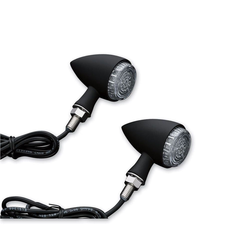Load image into Gallery viewer, Kuryakyn Black Front Amber Torpedo LED Turn Signal Indicator Lights Set Harley