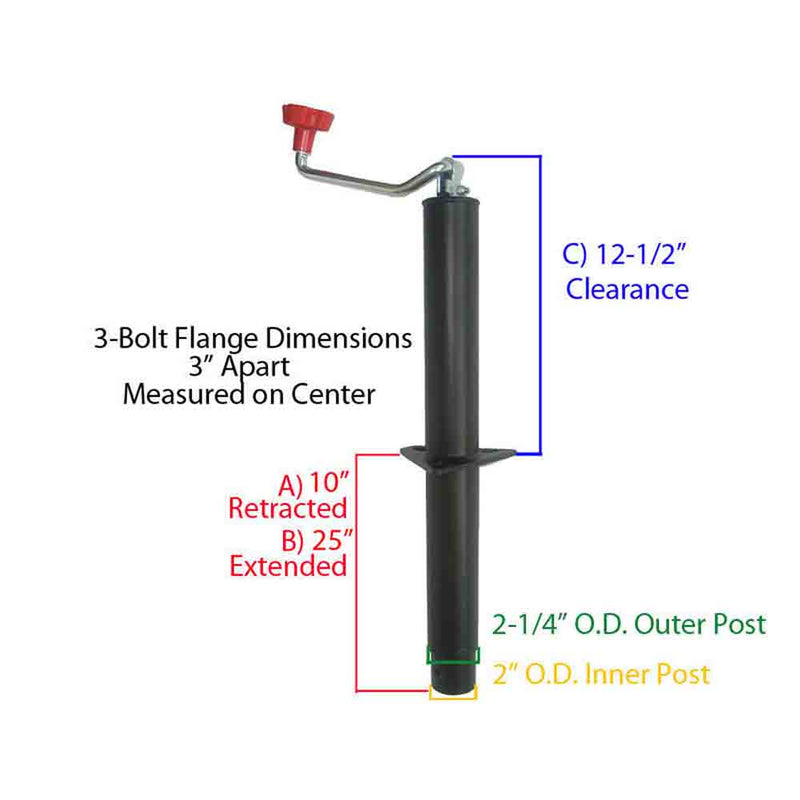 Load image into Gallery viewer, A-Frame Trailer Jack with Foot and Mounting Hardware - Top Wind