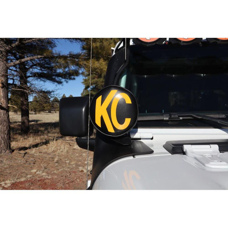 Load image into Gallery viewer, KC HiLiTES Cover; 6" Vinyl Black w/ Yellow KC Soft (pr) 5102