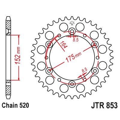 Load image into Gallery viewer, JT Sprockets Rear Steel Sprocket 44 Tooth 44T 520 Chain For Yamaha IT465 H,J 1981-1982 JTR853.44