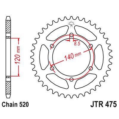 Load image into Gallery viewer, JT Sprockets Rear Steel Sprocket 42 Tooth 42T 520 Chain JTR475.42