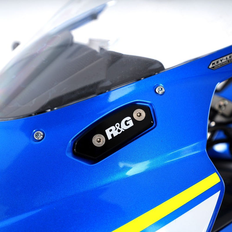 Load image into Gallery viewer, R&G Racing Black Mirror Delete Blanking Plates For 2017-2024 Suzuki GSX-R125