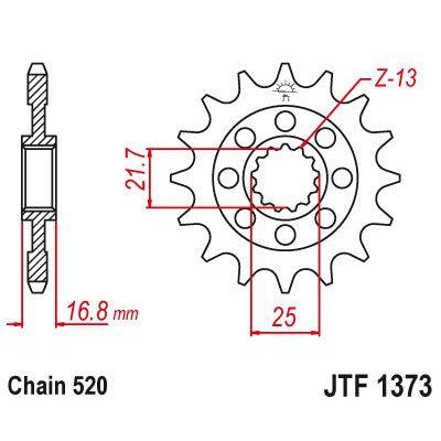 Load image into Gallery viewer, JT Sprockets Front Steel Sprocket 16 Tooth 16T 520 Chain JTF1373.16