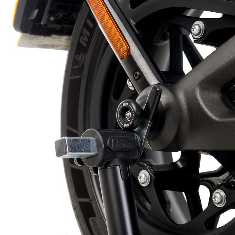 Load image into Gallery viewer, R&G Racing Black Spindle Sliders For 2020-2022 Harley-Davidson LiveWire ELW