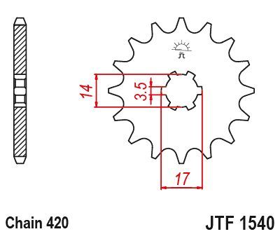 Load image into Gallery viewer, JT Sprockets Front Steel Sprocket 14 Tooth 14T 420 Chain JTF1540.14