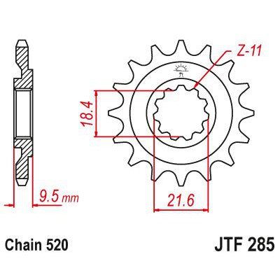 Load image into Gallery viewer, JT Sprockets Front Steel Countershaft Sprocket 13 Tooth 13T 520 Chain JTF285.13