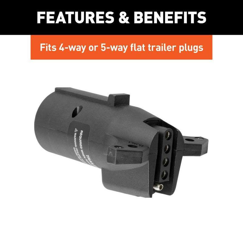 Load image into Gallery viewer, 7-Way RV Style Flat Blade Vehicle End Adapter to Flat 4-Way or 5- Way Trailer with LED Lights