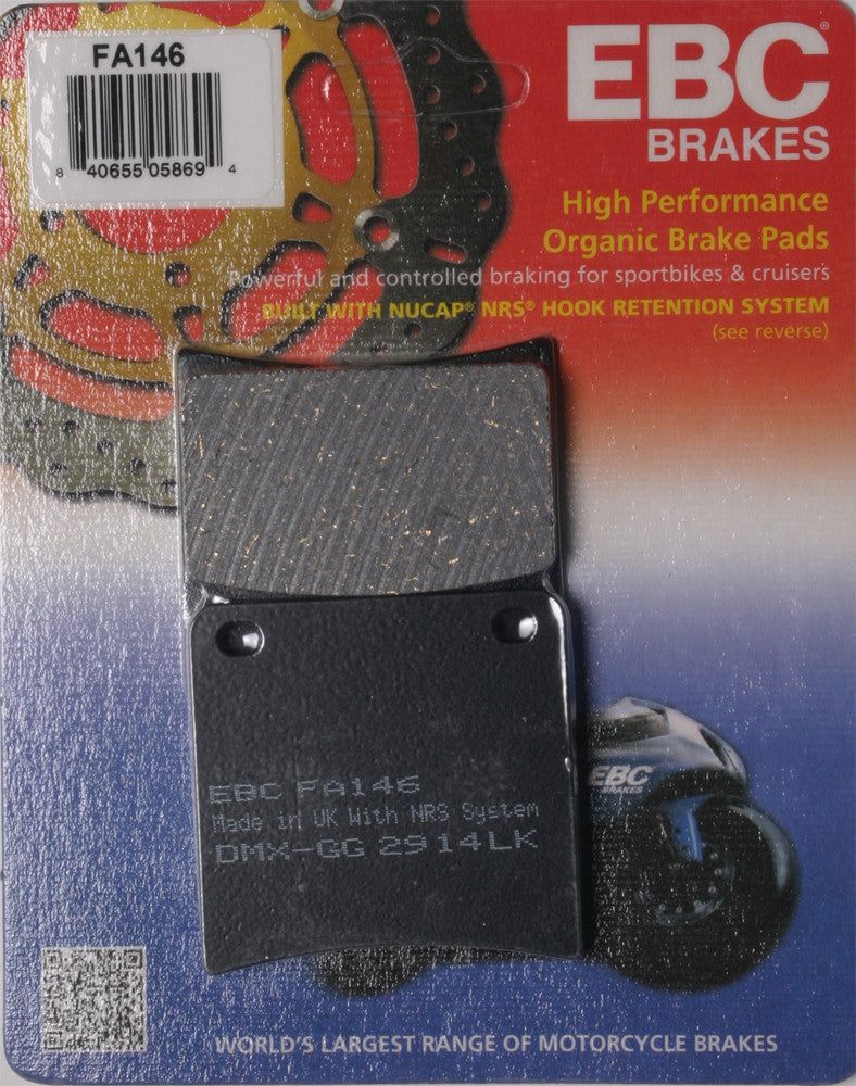 Load image into Gallery viewer, EBC 1 Pair FA Series Organic Replacement Brake Pads MPN FA146