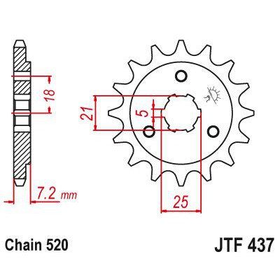 Load image into Gallery viewer, JT Sprockets Front Steel Countershaft Sprocket 16 Tooth 16T 520 Chain JTF437.16
