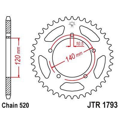 Load image into Gallery viewer, JT Sprockets Rear Steel Sprocket 42 Tooth 42T 520 Chain JTR1793.42