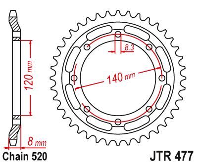 Load image into Gallery viewer, JT Sprockets Rear Steel Sprocket 45 Tooth 45T 520 Chain JTR477.45