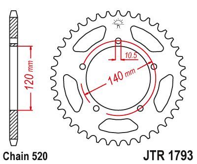 Load image into Gallery viewer, JT Sprockets Rear Steel Sprocket 42 Tooth 42T 520 Chain JTR1793.42