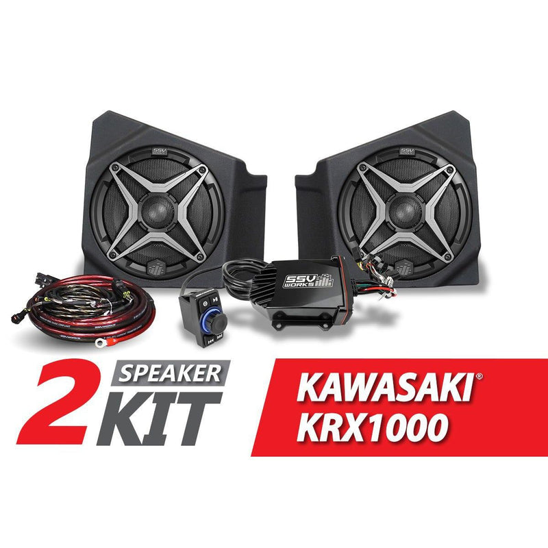 Load image into Gallery viewer, SSV Works 10" Kick Subwoofer Enclosure W/ 2 Speaker Audio Kit For Kawasaki KRF1000 20-22