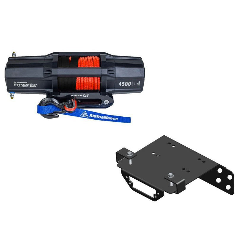 Load image into Gallery viewer, Viper V2 UTV Winch Kit 4500 lb Wide Spool With 60 Feet Orange Synthetic Rope With Mount For Kawasaki Teryx KRX 1000 2020-2021