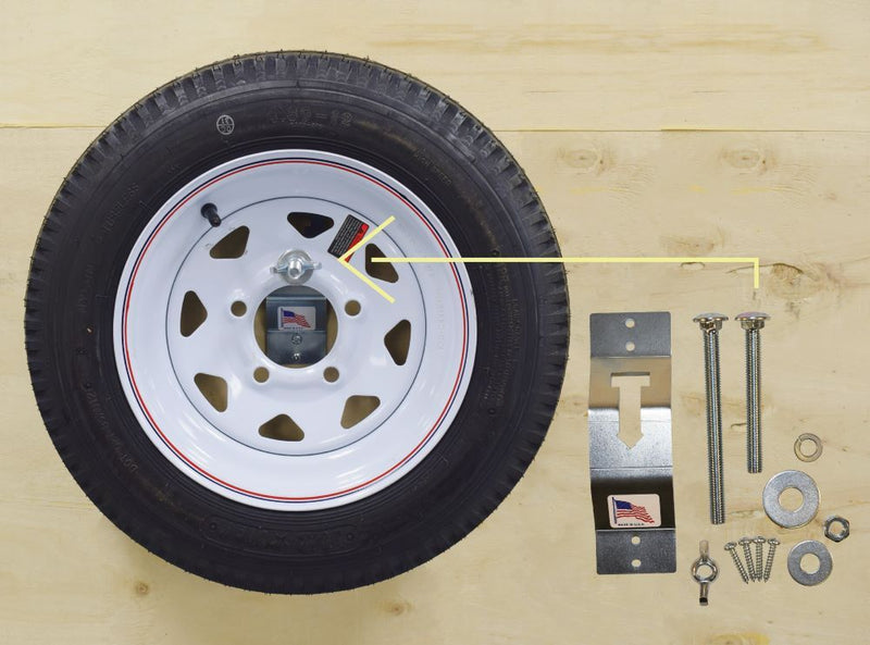 Load image into Gallery viewer, Enclosed Trailer Spare Tire Wall Mount Carrier Kit, USA Made, Complete Hardware Set (RHTC-40)