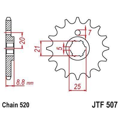Load image into Gallery viewer, JT Sprockets Front Steel Countershaft Sprocket 13 Tooth 13T 520 Chain JTF507.13