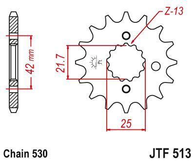 Load image into Gallery viewer, JT Sprockets Front Steel Countershaft Sprocket 16 Tooth 16T 530 Chain JTF513.16