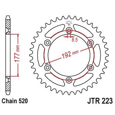 JT Sprockets Rear Steel Sprocket 52 Tooth 52T 520 Chain For Husqvarna CR250 1984-1988 JTR223.52