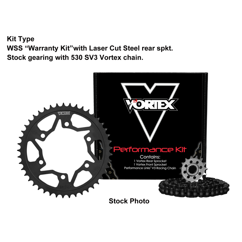 Load image into Gallery viewer, Vortex Black WSS 530SX3-116 Chain and Sprocket Kit 16-48 Tooth - CK6125