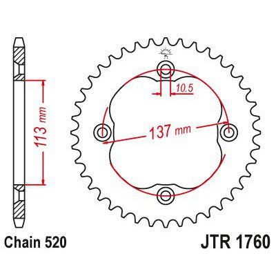 Load image into Gallery viewer, JT Sprockets Rear Steel Sprocket 36 Tooth 36T 520 Chain JTR1760.36