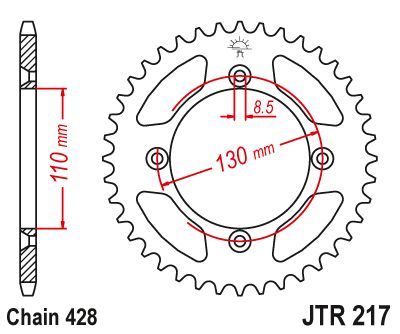 Load image into Gallery viewer, JT Sprockets Rear Steel Sprocket 52 Tooth 52T 428 Chain JTR217.52