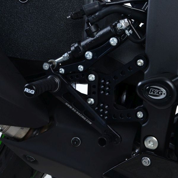 Load image into Gallery viewer, R&G Racing Black Adjustable Rearsets For 2019-2024 Kawasaki Ninja ZX6R ZX636