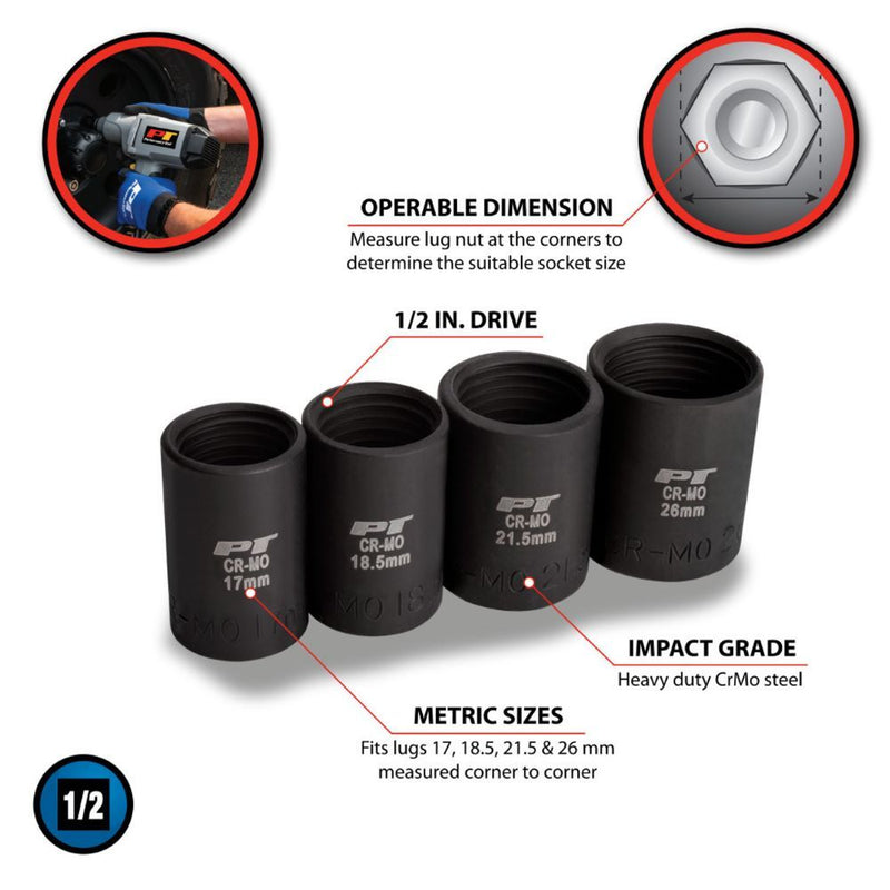 Load image into Gallery viewer, 4 pc. Lug Nut Removal Socket Set