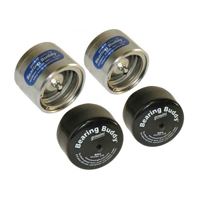 Load image into Gallery viewer, Bearing Buddy Chrome Bearing Protectors with Bras - Pair - 2.328" Diameter