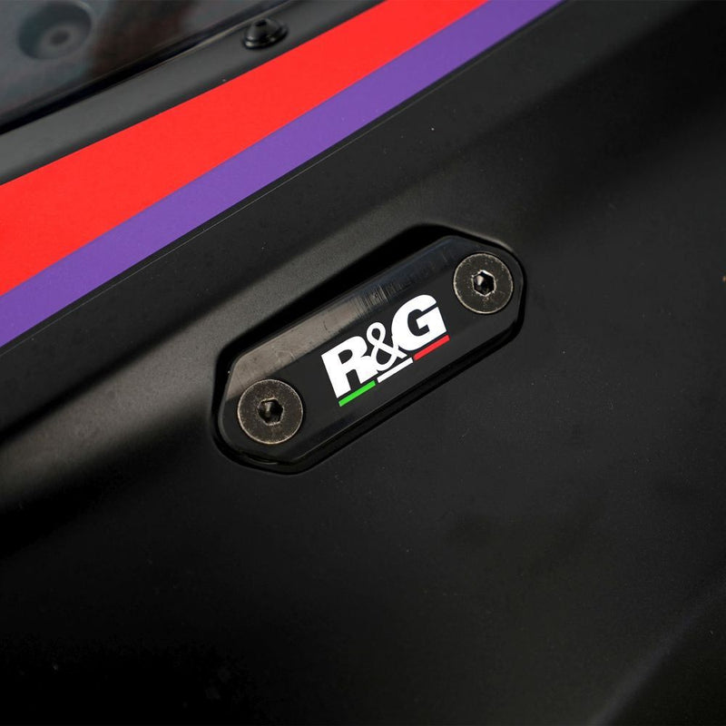 Load image into Gallery viewer, R&G Racing Black Mirror Delete Blanking Plates For 2024-2025 Aprilia RS457