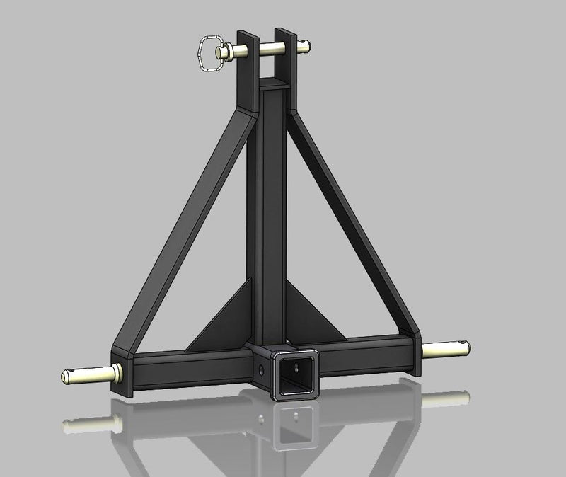 Load image into Gallery viewer, Rigid Hitch (RHA-001) 3-Point Hitch with 2" Receiver, Conversion for Sub-Compact Tractors Equipped with a CAT 1 - Made in USA