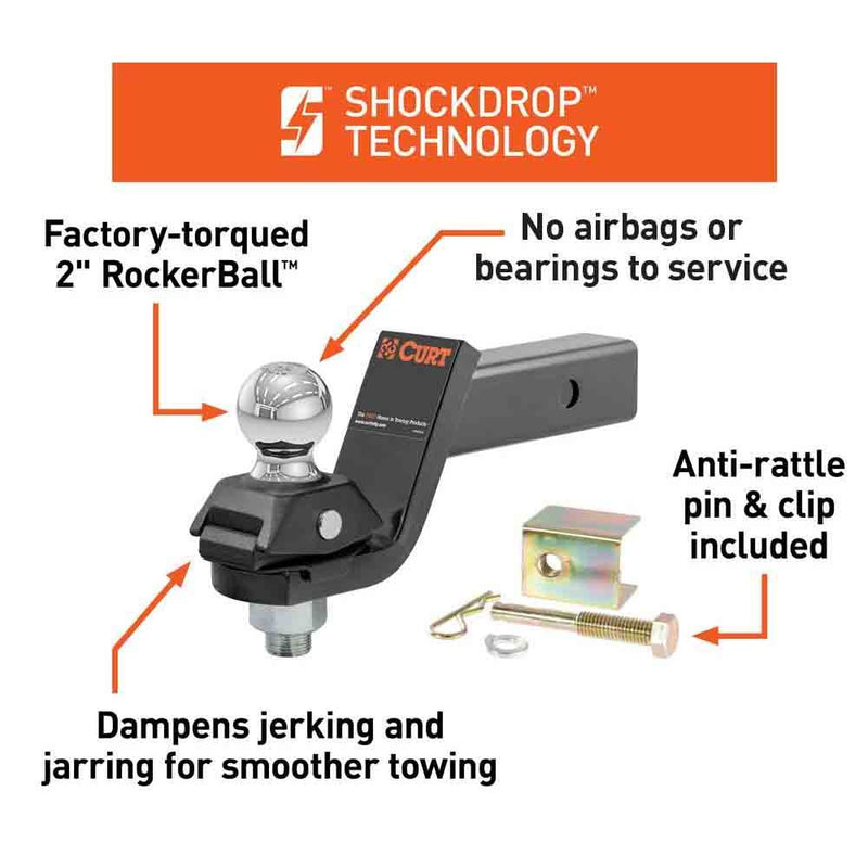 Load image into Gallery viewer, RockerBall Cushion Ball Mount - with 2" Ball - 2" Shank - 3" Drop, 7,500 lb. Capacity