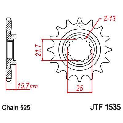 Load image into Gallery viewer, JT Sprockets Front Steel Countershaft Sprocket 15 Tooth 15T 525 Chain