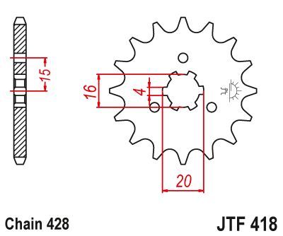 Load image into Gallery viewer, JT Sprockets Front Steel Sprocket 15 Tooth 15T 428 Chain JTF418.15