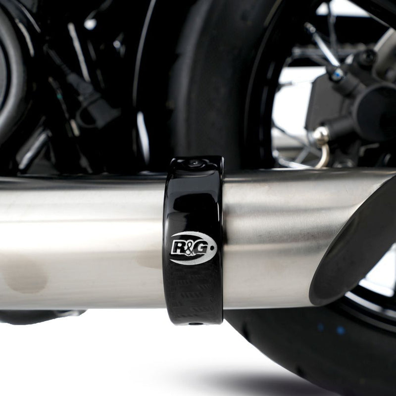 Load image into Gallery viewer, R&G Racing Black Round Exhaust Protector For 2010-2024 Aprilia RS125