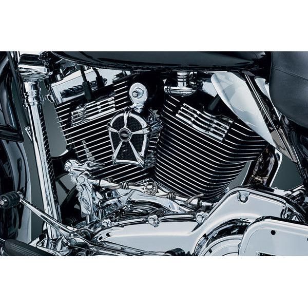 Load image into Gallery viewer, Kuryakyn Mach 2 Two Chrome Horn Cover / Black Mesh Accent Harley 1995-2017