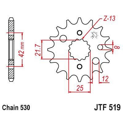 Load image into Gallery viewer, JT Sprockets Front Steel Countershaft Sprocket 17 Tooth 17T 530 Chain JTF519.17