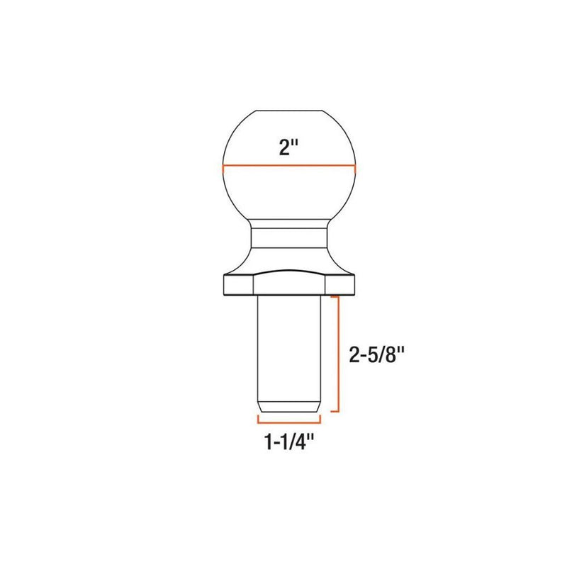 Load image into Gallery viewer, 2" Trailer Ball (1-1/4" X 2-5/8" Shank, 10,000 LBS., Chrome) #40090