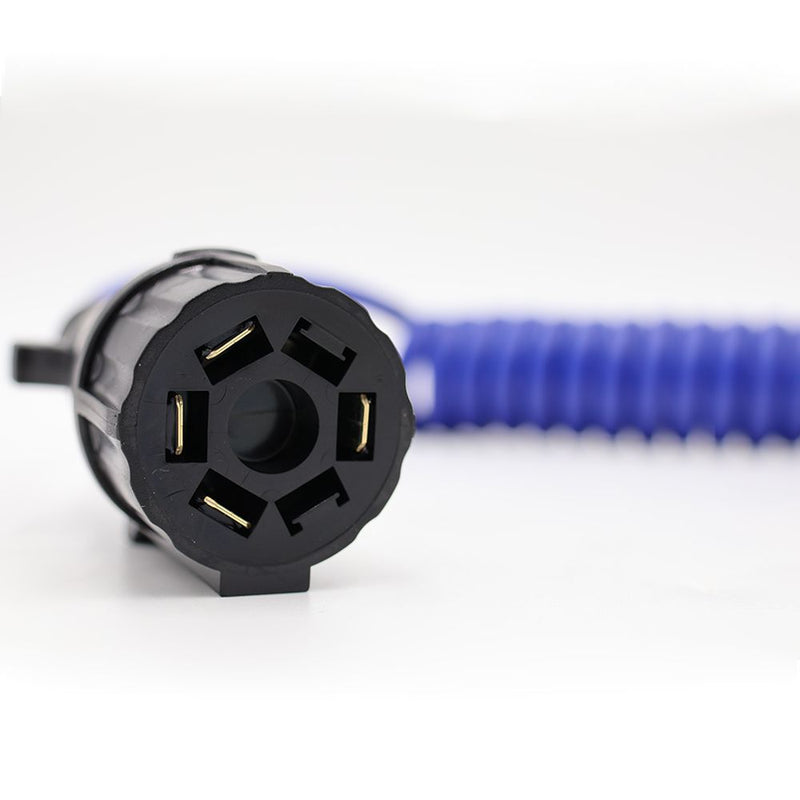 Load image into Gallery viewer, Blue Ox 7-Way To 4-Way Coiled Electrical Cable With Car 4-Way Socket