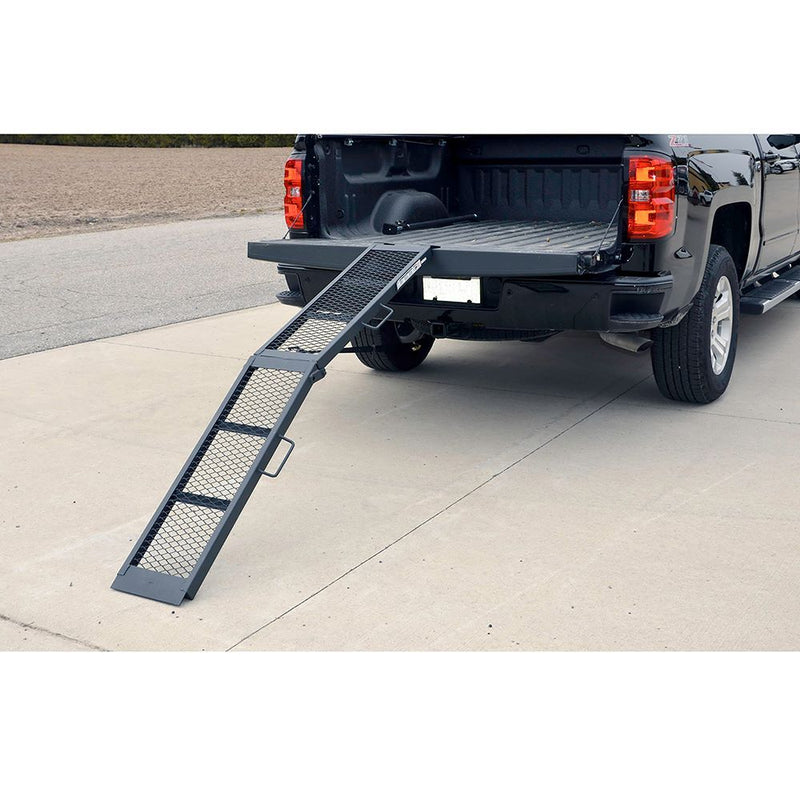 Load image into Gallery viewer, Center-Folding Mild Arched Steel Mesh Loading Ramp 800 lb. Rated (per ramp) - 80" long x 11" wide
