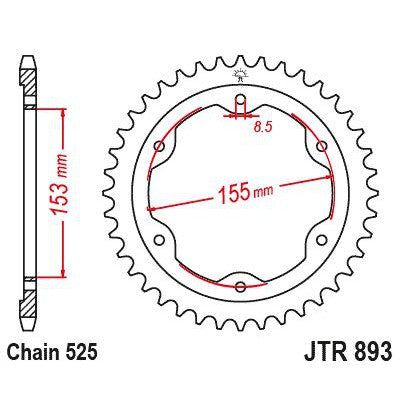 Load image into Gallery viewer, JT Sprockets Front Steel Sprocket 38 Tooth 38T 525 Chain JTR893.38zbk