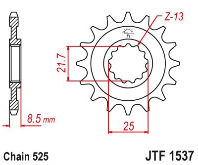 Load image into Gallery viewer, JT Sprockets Front Steel Countershaft Sprocket 16 Tooth 16T 525 Chain
