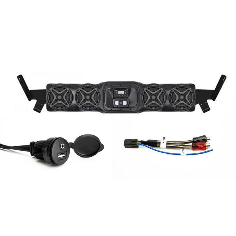 Load image into Gallery viewer, SSV Works Overhead Weatherproof Speaker Set W/ Harness And AUX/USB Add-On For Honda Pioneer 1000 15-19